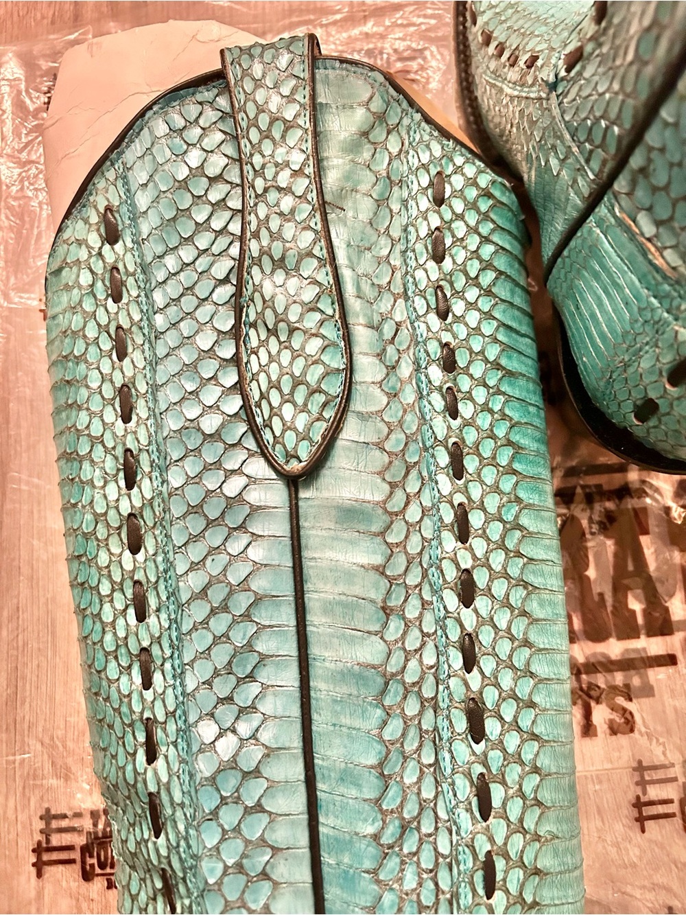 Corral Turquoise Snakeskin Western Knee Boots - Picture 5 of 13